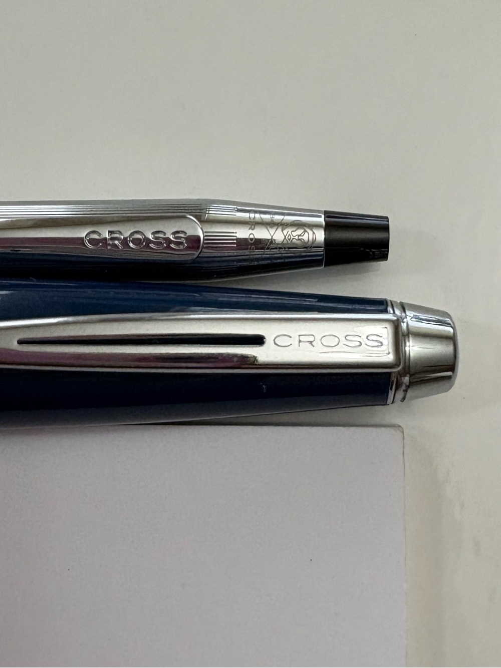 LOT of 2 Cross Pens Classic Century Chrome and Beverly Navy Blue Fountain Pen